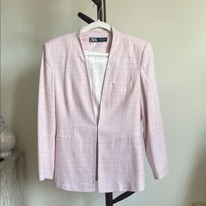Zara Light Pink Plaid Blazer